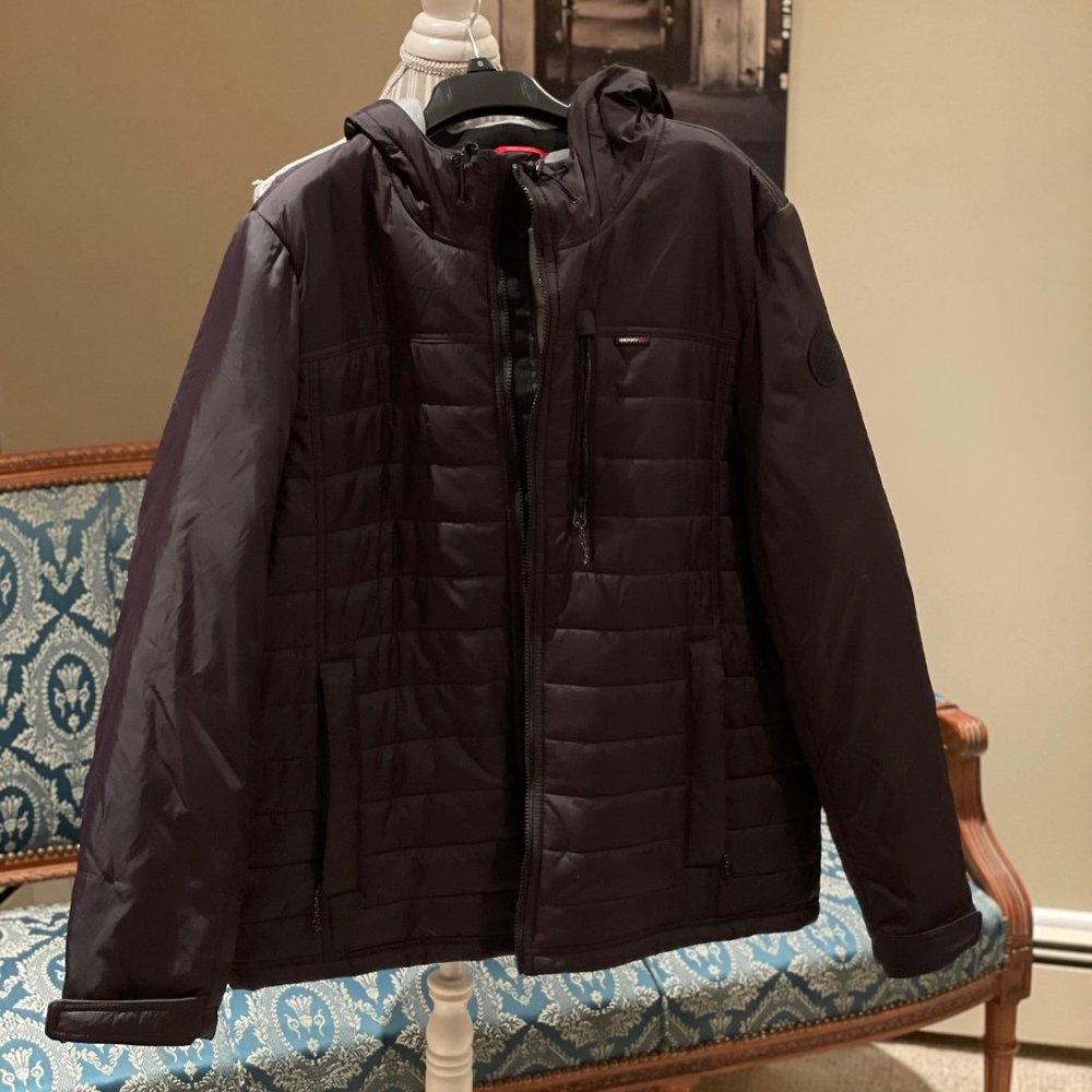 Men's Black Puffer Coat with Hood